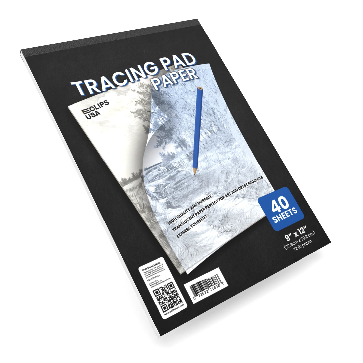 Tracing Paper Pad - 9 X 12 Inches, 72 Lb Paper, 40 Translucent White Sheets