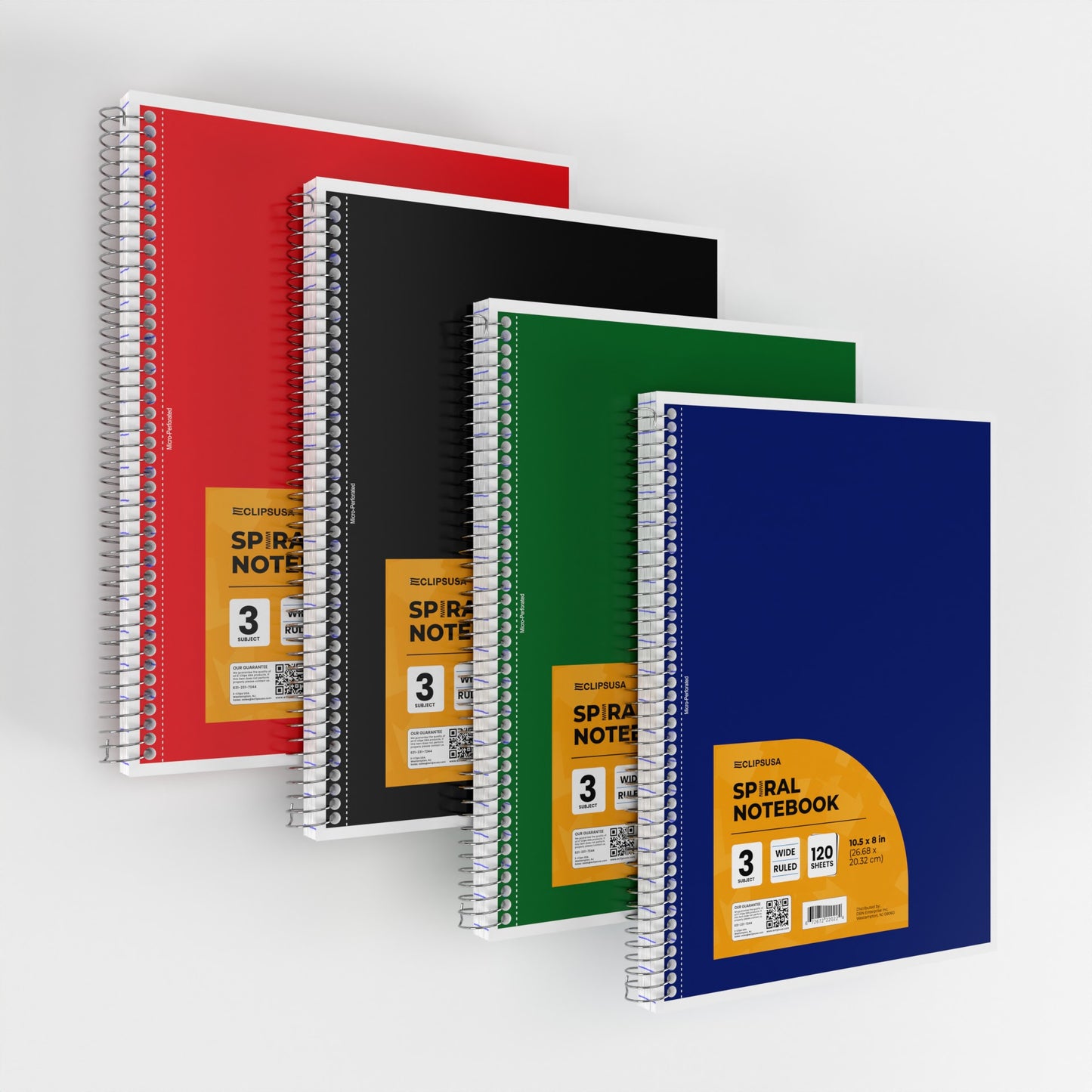 3-Subject Spiral Notebook - Assorted Colors, Wide-ruled, 120 Sheets