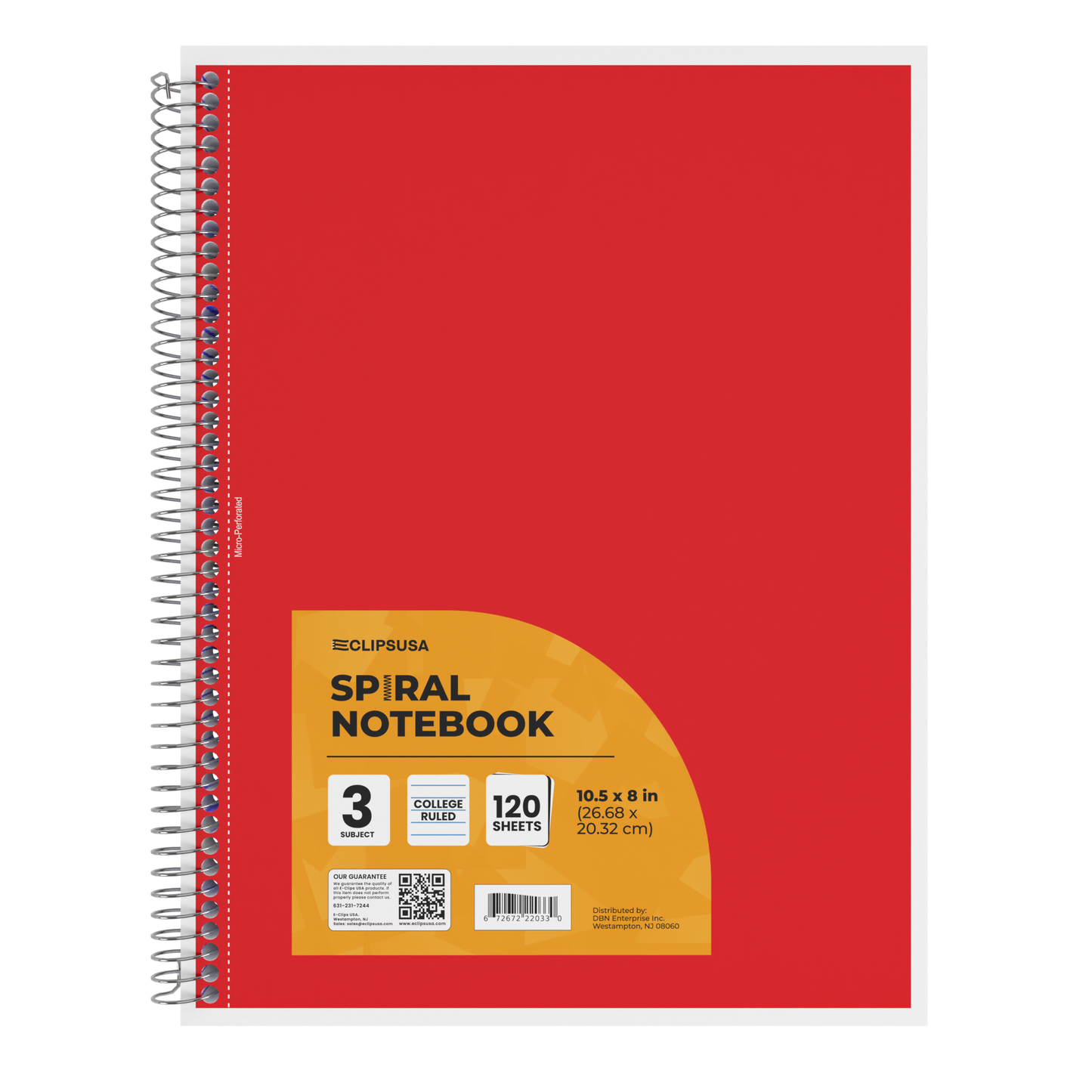 3-Subject Spiral Notebook - Assorted Colors, College-ruled, 120 Sheets