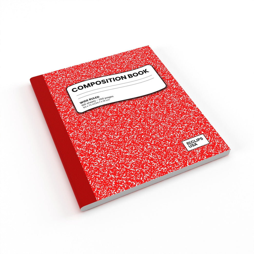 48 Units: E-Clips USA Red Marble Composition Notebook