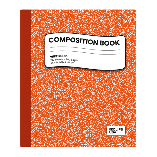 Orange Marble Composition Notebook - Wide-ruled, 7.5 X 9.8 Inches (B5), 100 Sheets