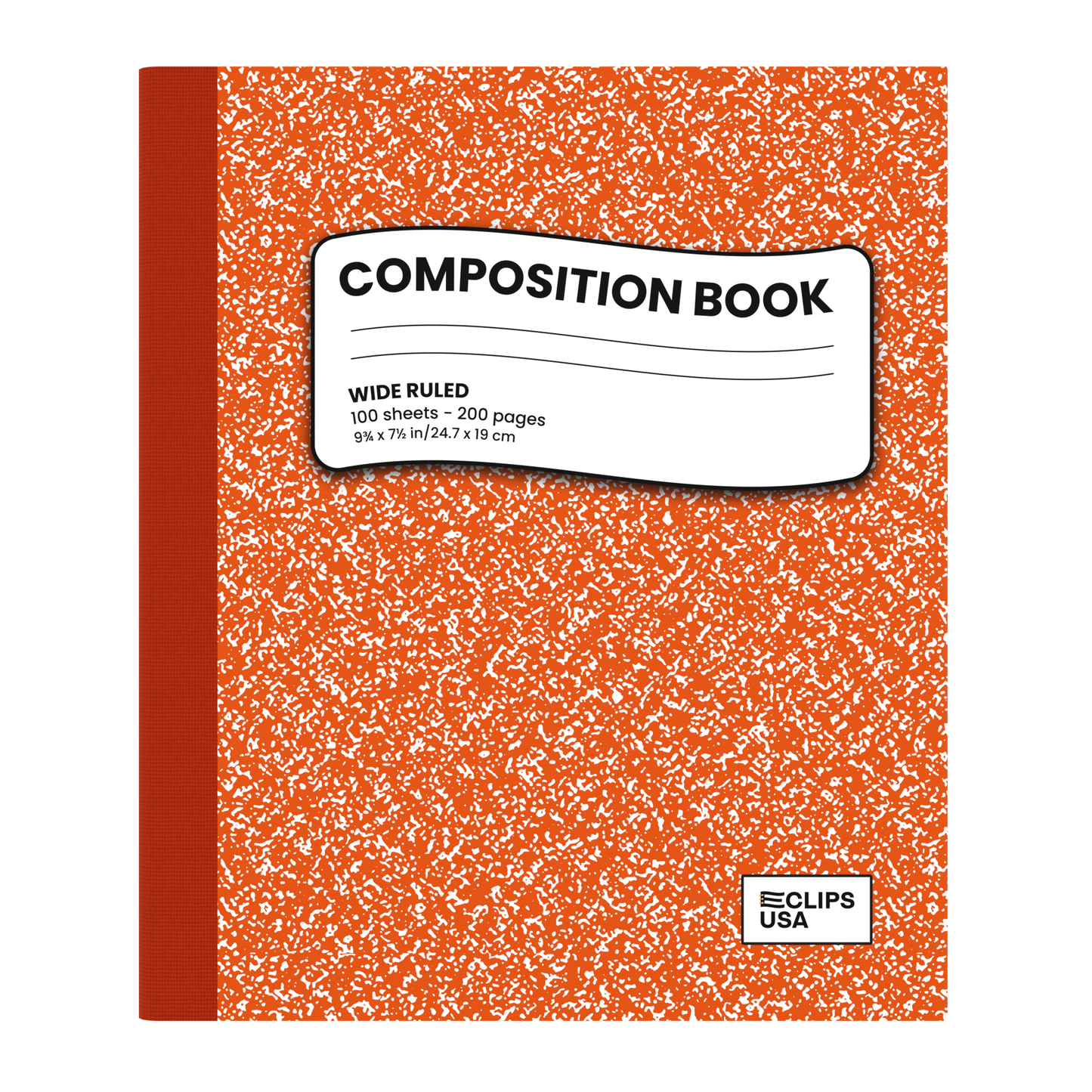 Orange Marble Composition Notebook - Wide-ruled, 7.5 X 9.8 Inches, 100 Sheets