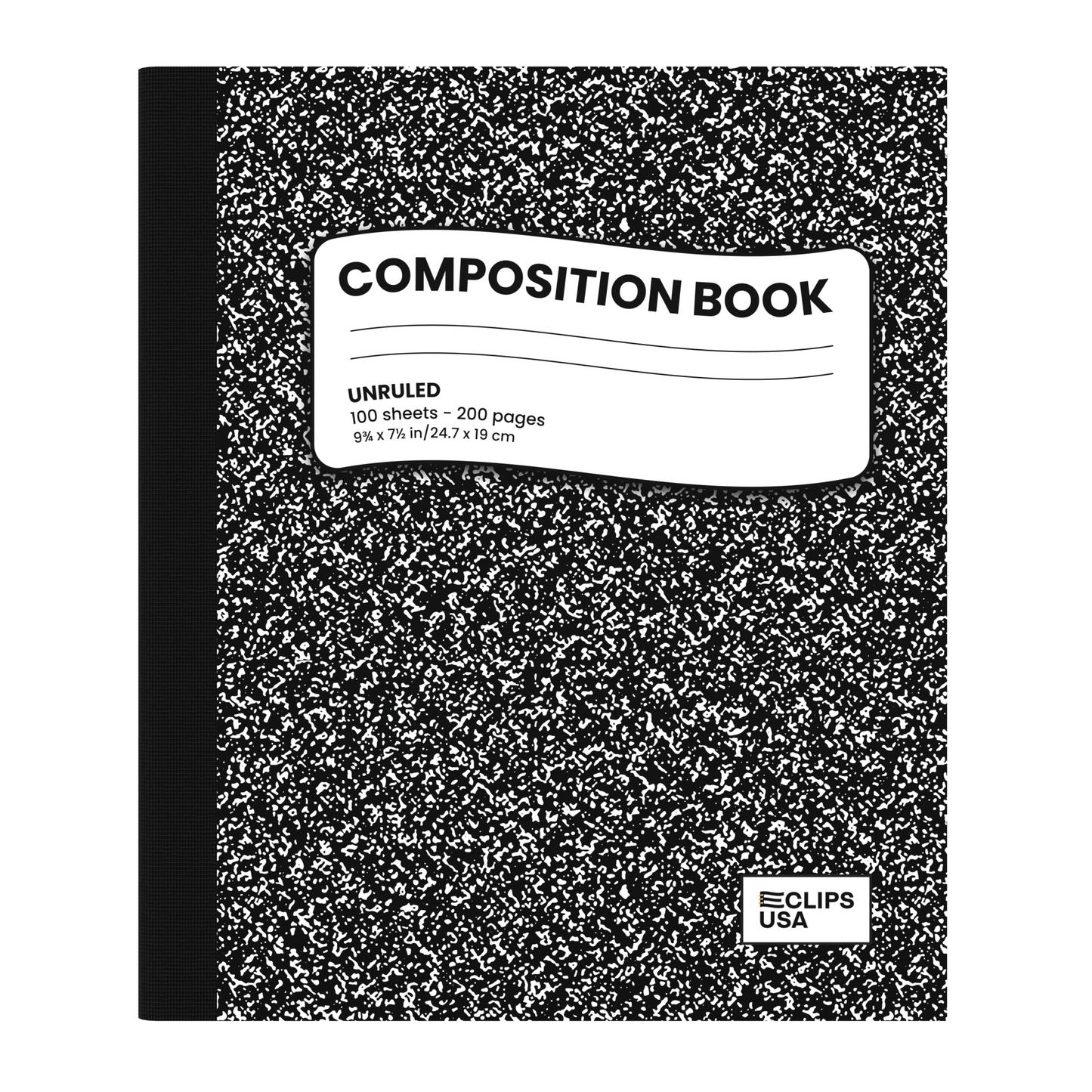 Black Marble Composition Notebook - Unruled, 7.5 X 9.8 Inches (B5), 100 Sheets