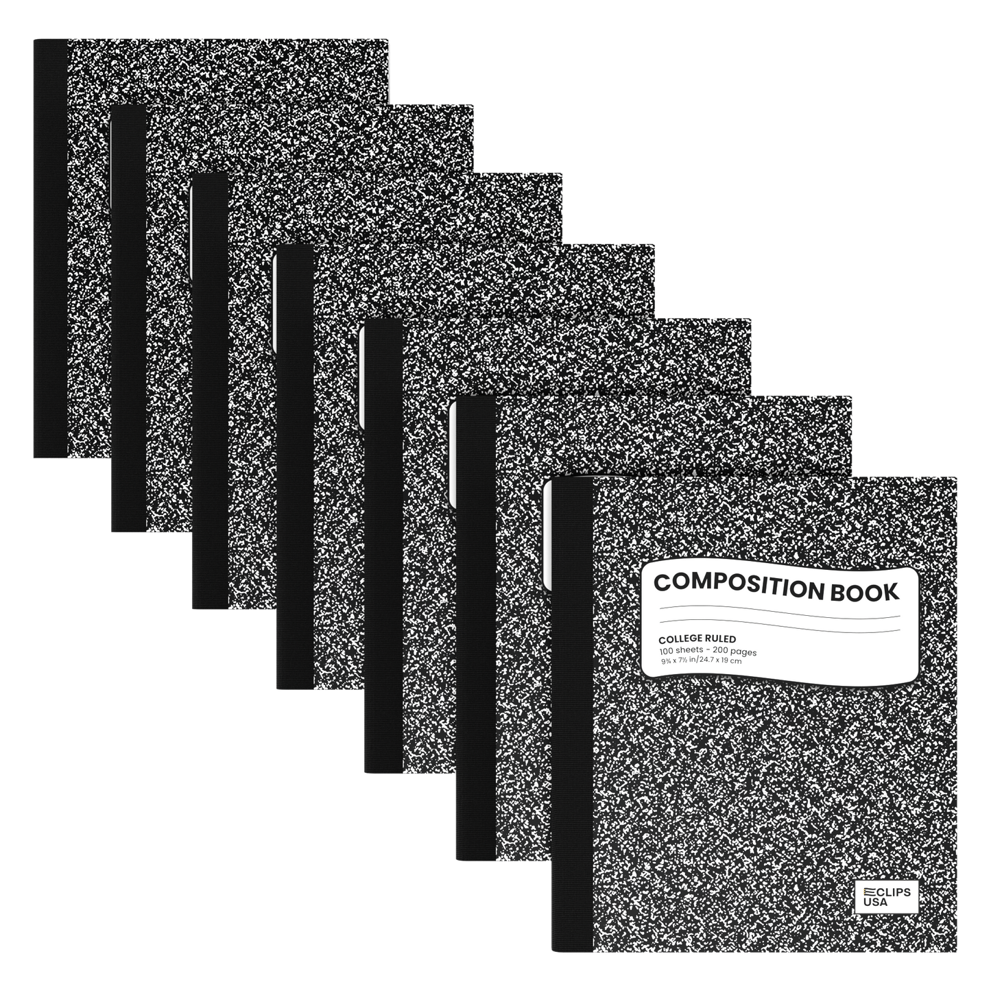 Premium Composition Notebook - Black, Wide-ruled, 7.5 X 9.8 Inches, 100 Sheets