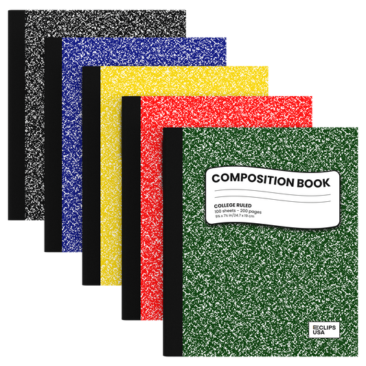Composition Notebook:  Deluxe - (Assorted Marble Colors) 100 Sheets, College Ruled, Paper, 9.75 x 7.5 | Case Pack: 48