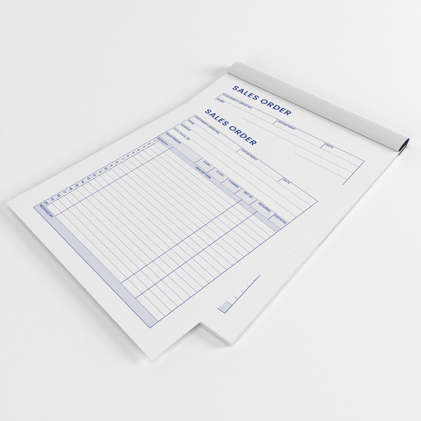 White Carbonless Sales Order Receipt Books - 8.5 X 11.5 Inches, 30 Transactions (60 Sheets)