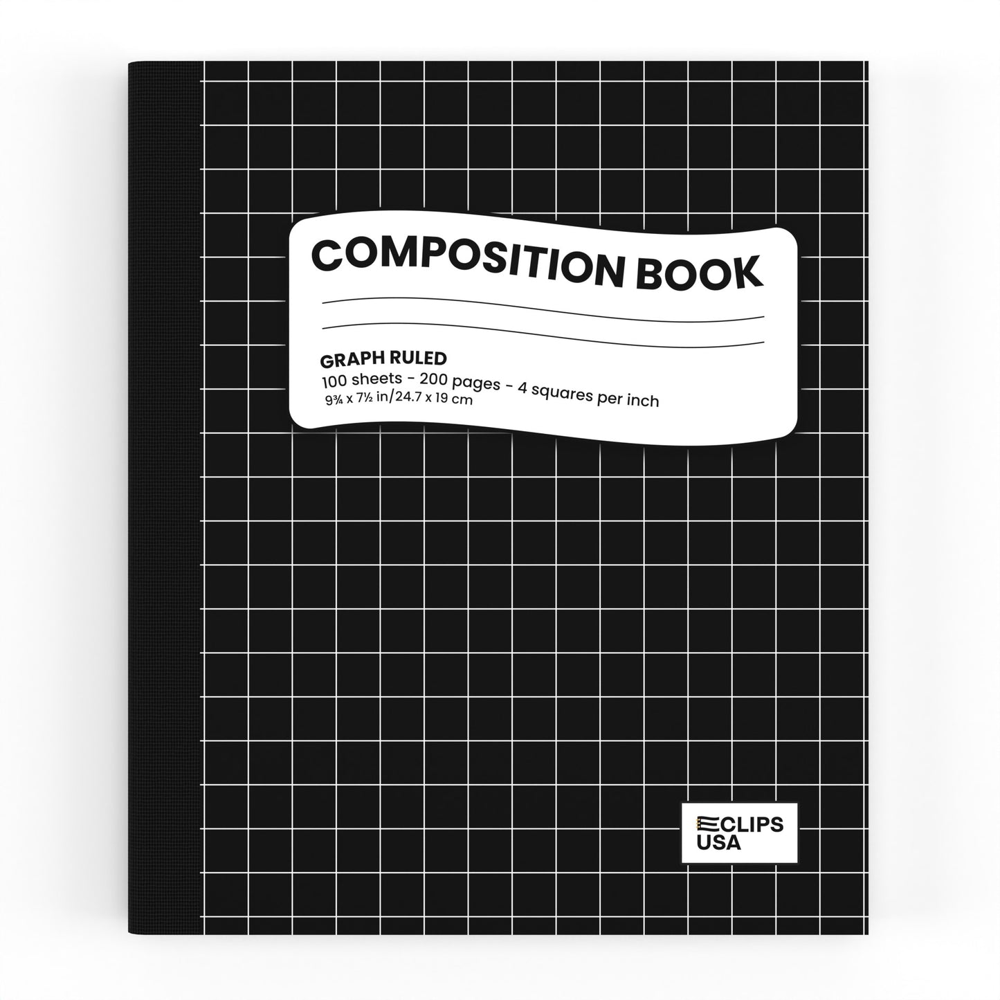 Black Composition Notebook - Quad-ruled, 7.5 X 9.8 Inches (B5), 100 Sheets