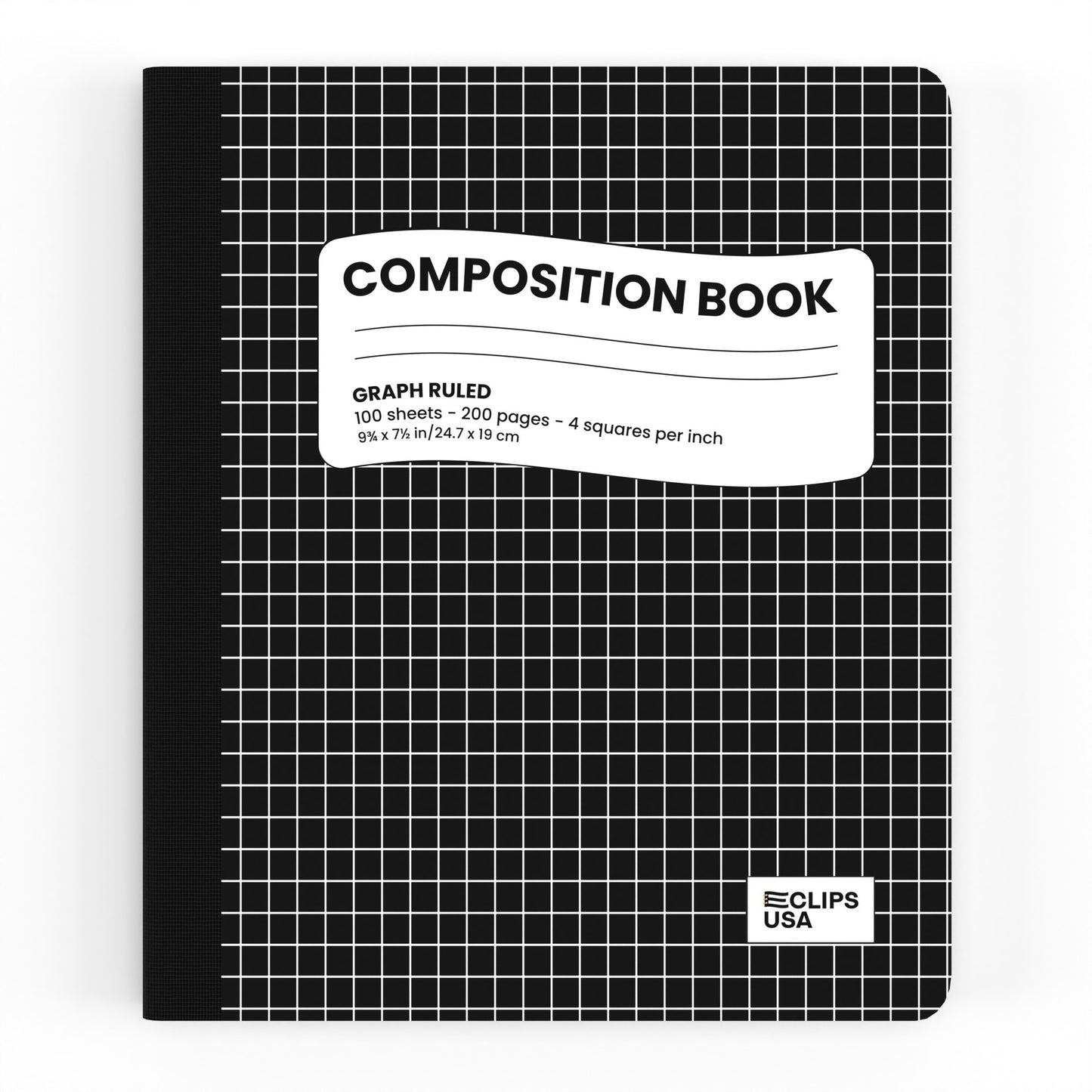 Black Composition Notebook - Quad-ruled, 7.5 X 9.8 Inches, 100 Sheets