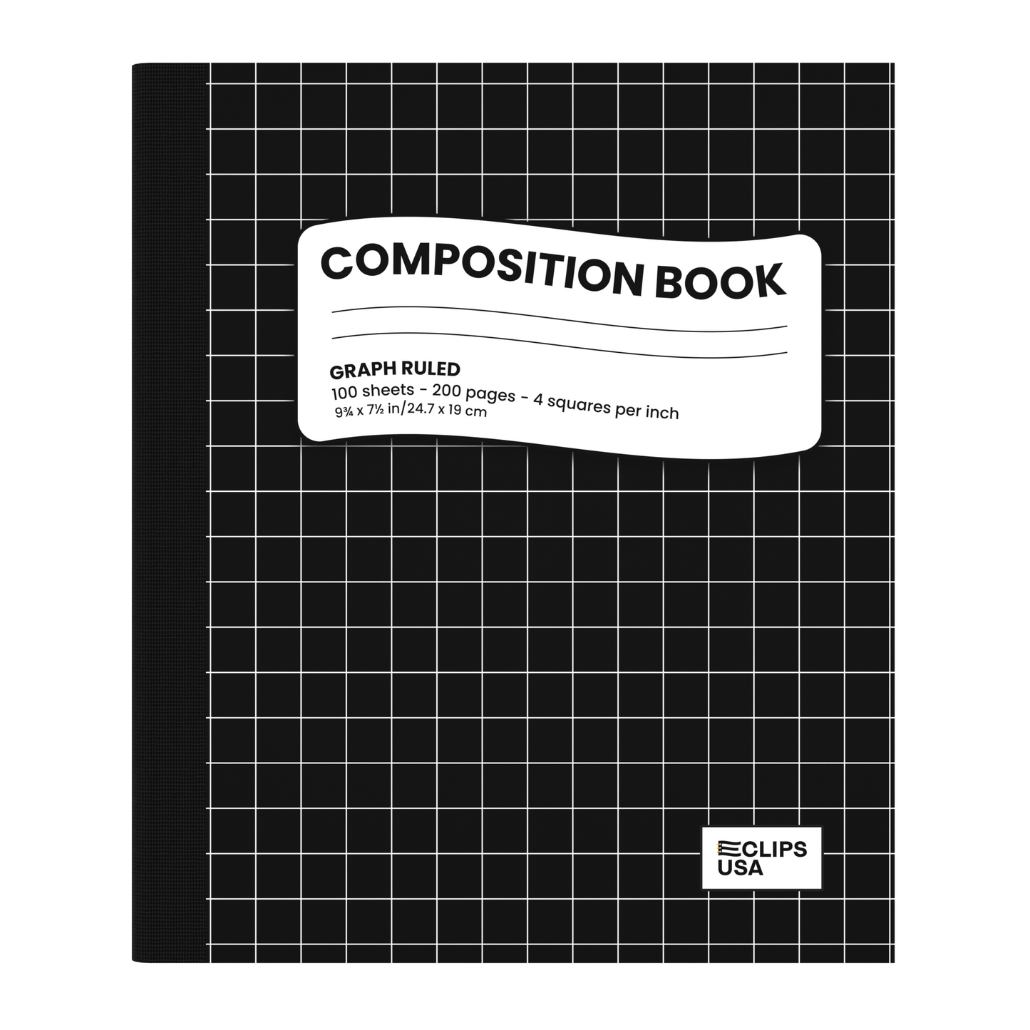 Black Composition Notebook - Quad-ruled, 7.5 X 9.8 Inches (B5), 100 Sheets