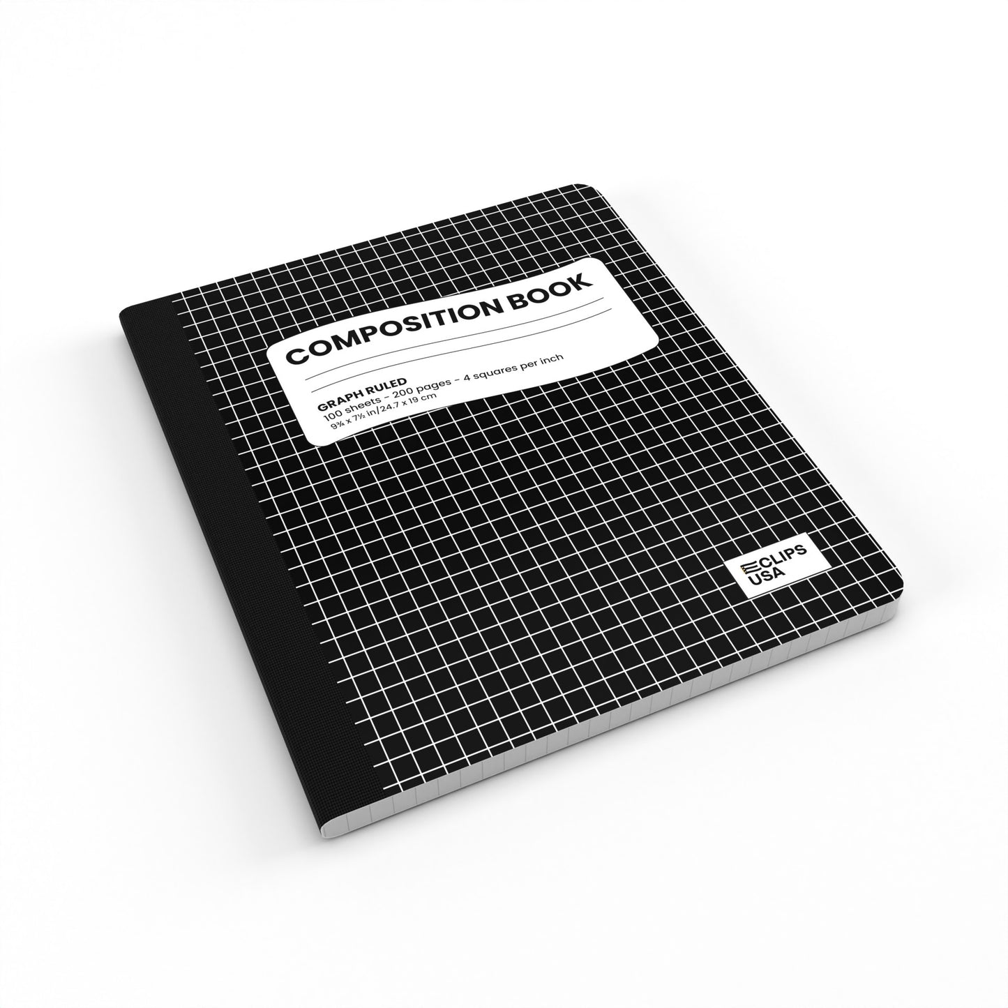 Black Composition Notebook - Quad-ruled, 7.5 X 9.8 Inches, 100 Sheets