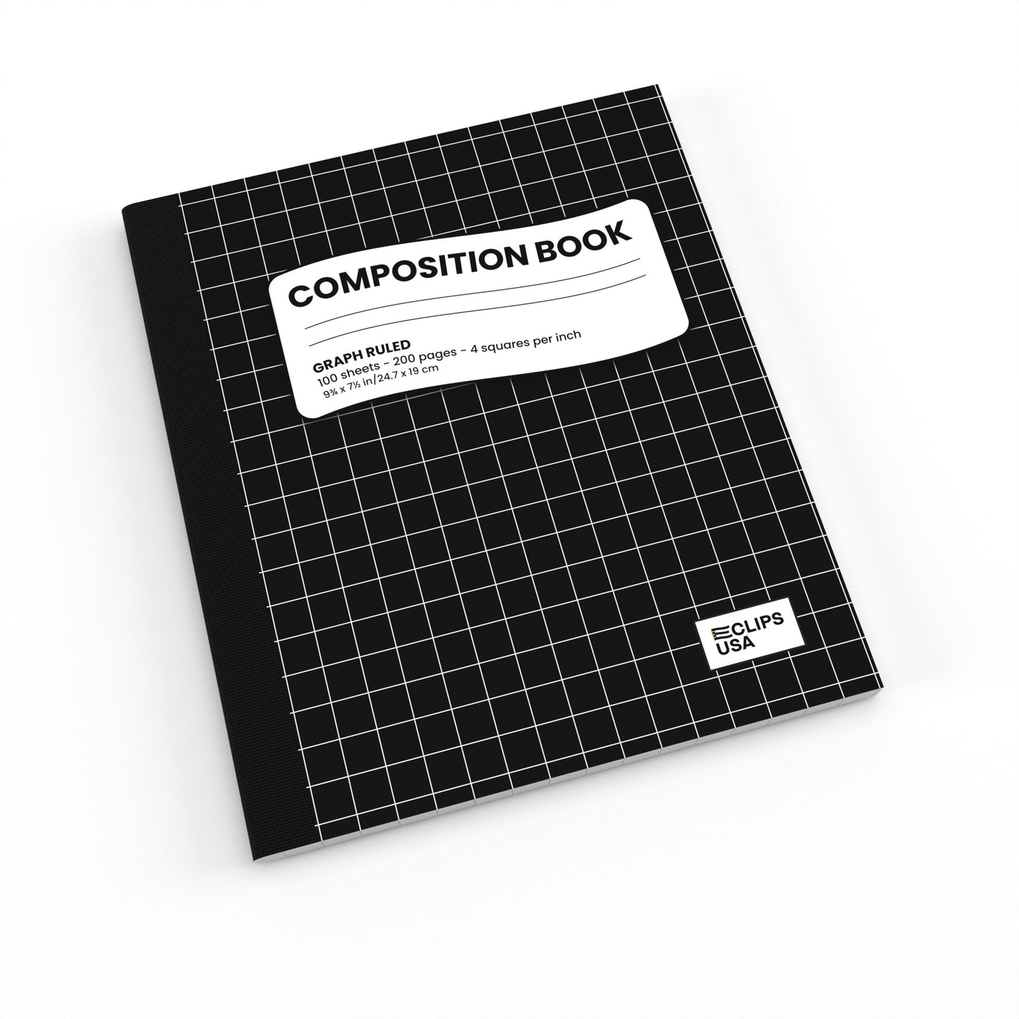 Black Composition Notebook - Quad-ruled, 7.5 X 9.8 Inches (B5), 100 Sheets