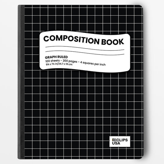 22888: Black Composition Notebook, Graph Ruled, 100 Sheets