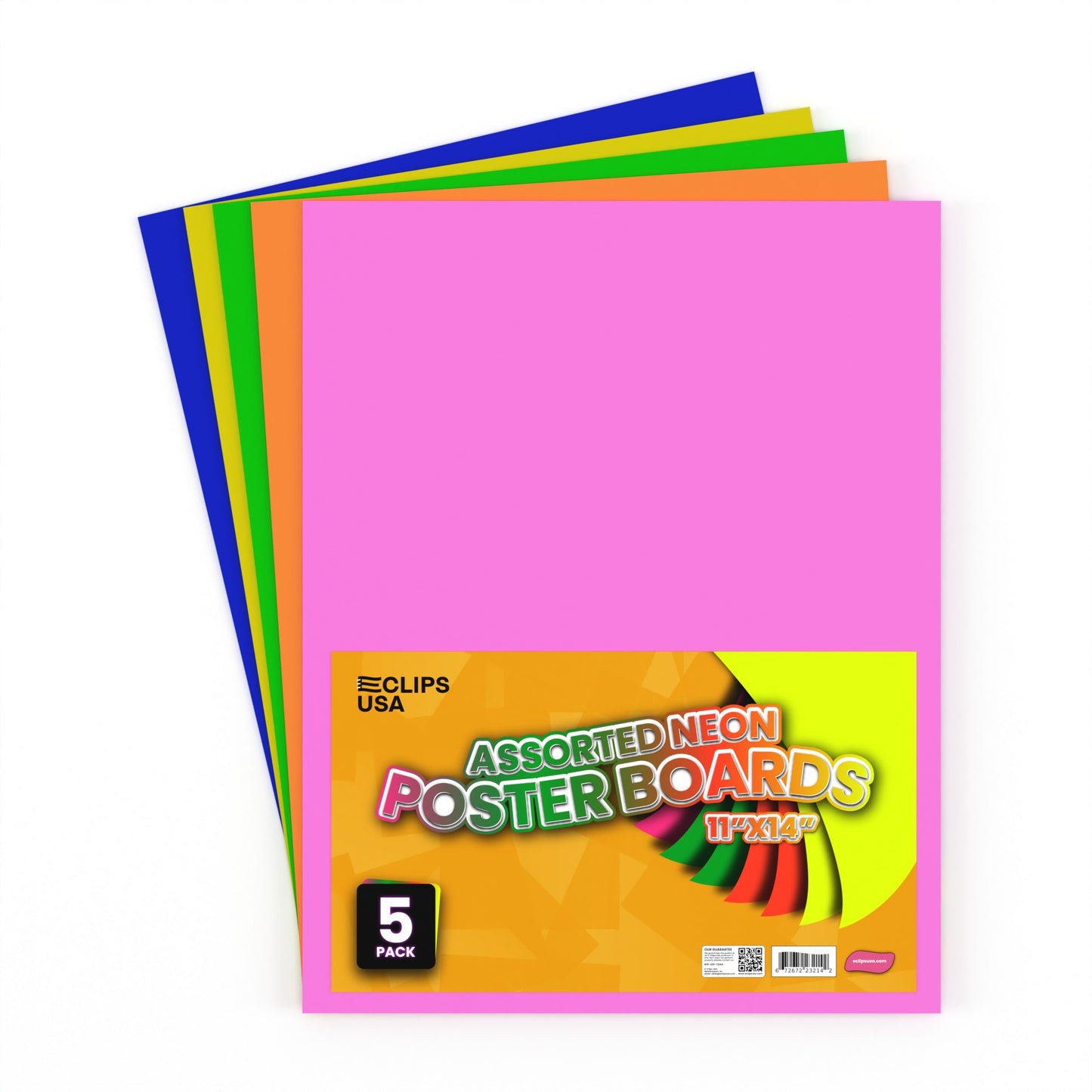 Assorted Neon Poster Boards - 11 X 14 Inches, 5 Pack