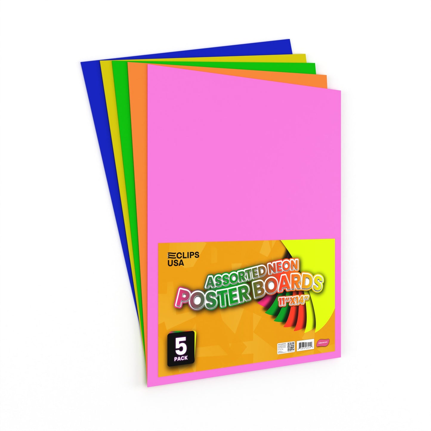 Assorted Neon Poster Boards - 11 X 14 Inches, 5 Pack