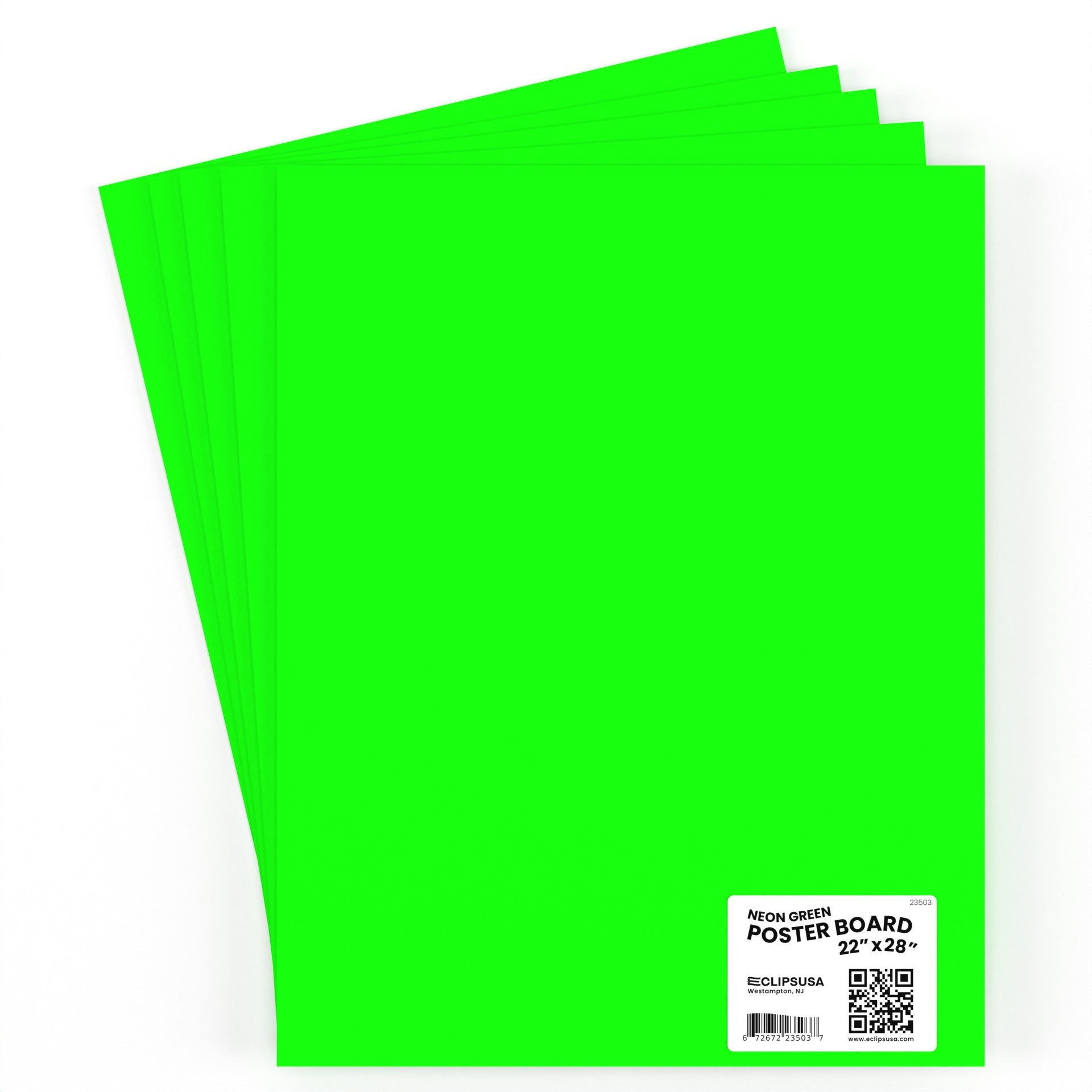 100 Units: E-Clips USA Large Neon-Green Poster Boards
