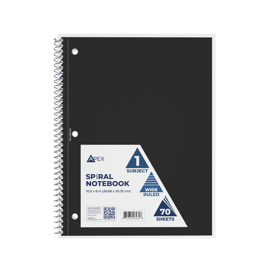 23931: 1 Subject Assorted Spiral Notebook, Wide-Ruled 70 Sheets