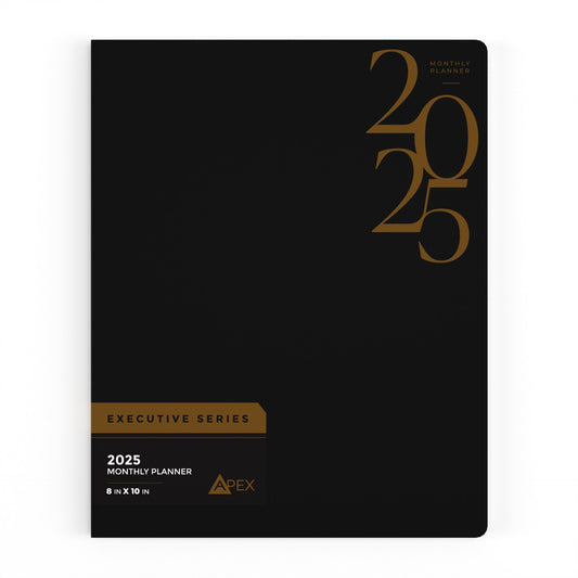 APEX 2025 Monthly Leatherette Planner - Executive Series, 8 X 10 Inches, 3 Assorted Colors