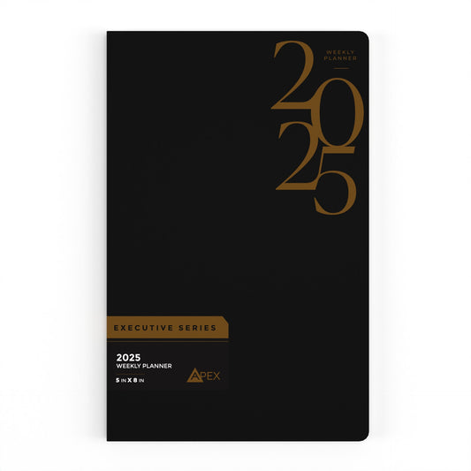 APEX 2025 Leatherette Weekly Planner - Executive Series, Pocket-size, 5 X 8 Inches, 3 Assorted Colors