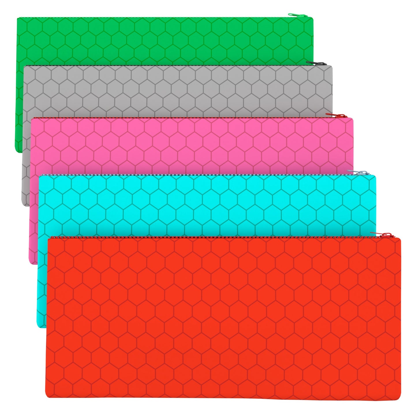 PVC Pencil Pouch - 9.5 X 4.75 Inches, Honeycomb Pattern, Assorted Colors