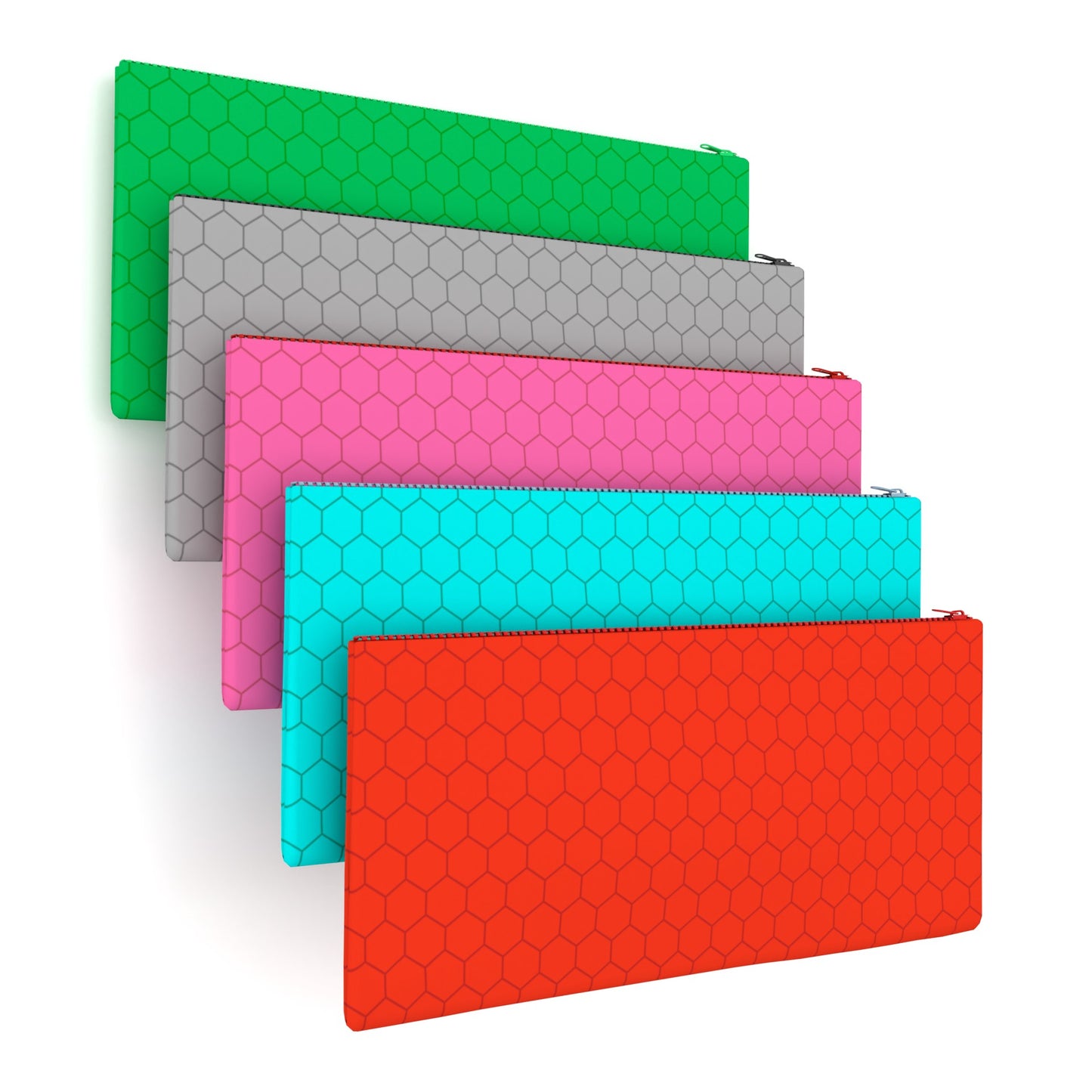 PVC Pencil Pouch - 9.5 X 4.75 Inches, Honeycomb Pattern, Assorted Colors