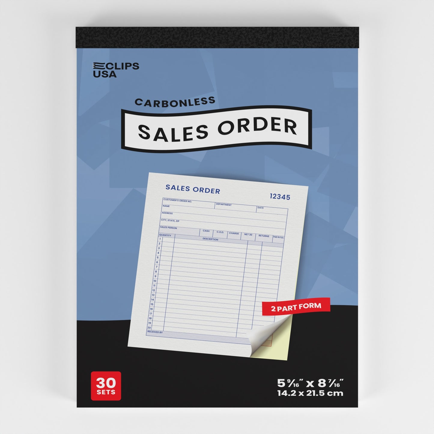 White Carbonless Sales Order Receipt Books - 5.5 X 8.5 Inches, 30 Transactions (60 Sheets)