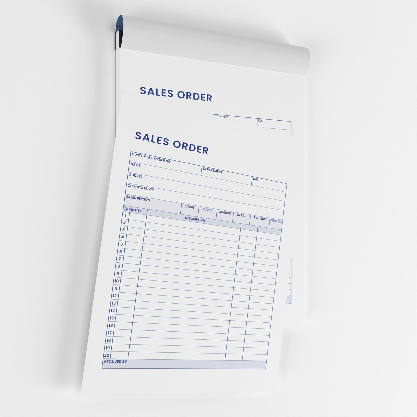 White Carbonless Sales Order Receipt Books - 5.5 X 8.5 Inches, 30 Transactions (60 Sheets)