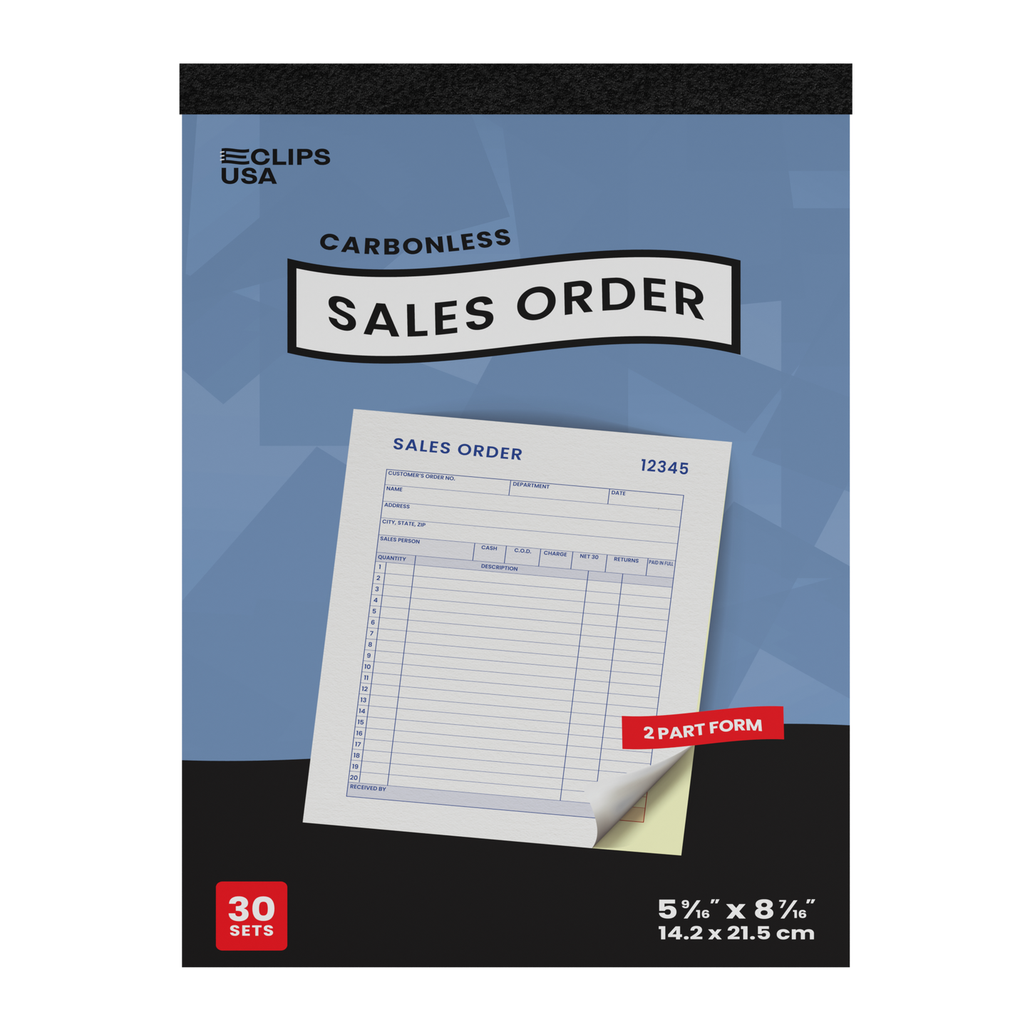 Front facing image of White Carbonless Sales Order Receipt Books.