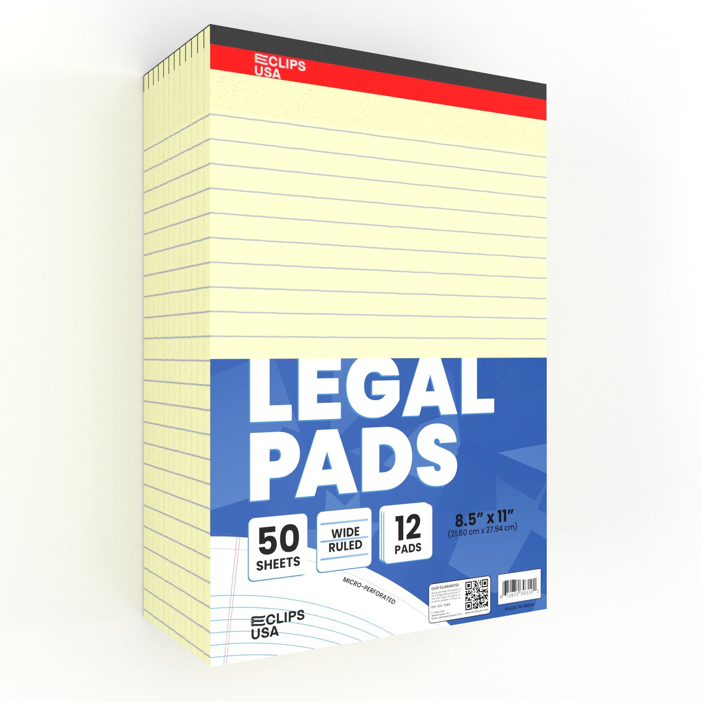 Legal Pad - 8.5 X 11 Inches, Ruled, 50 Canary Micro-perforated Sheets