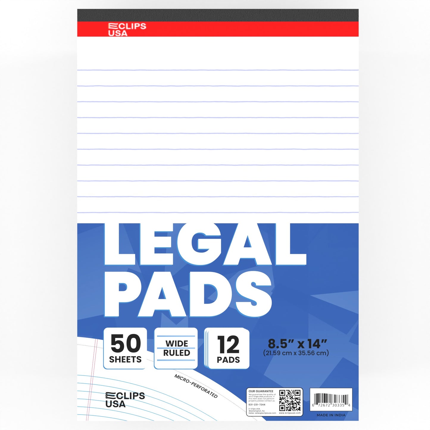 Legal Pad - 8.5 X 14 Inches, Ruled, 50 White Micro-perforated Sheets