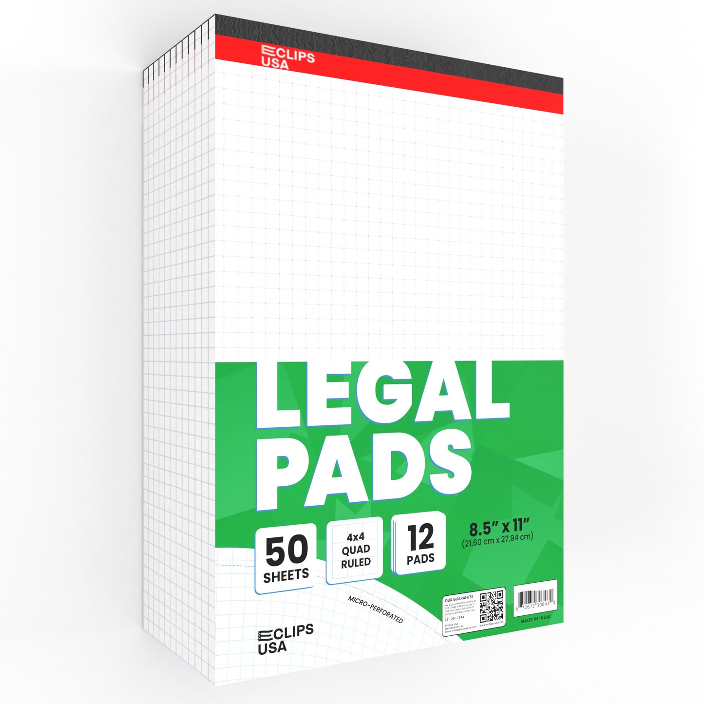 Legal Pad - 8.5 X 11 Inches, Graph-ruled, 50 White Micro-perforated Sheets