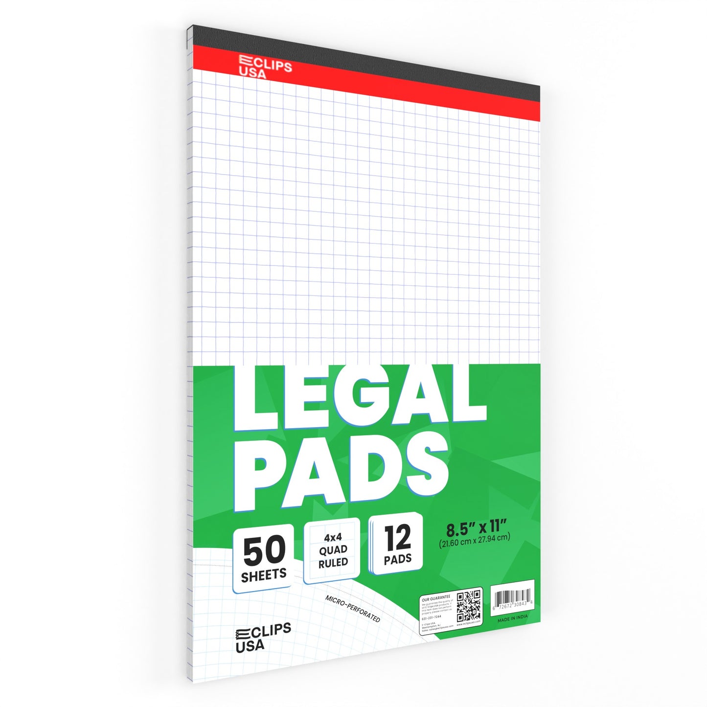 Legal Pad - 8.5 X 11 Inches, Graph-ruled, 50 White Micro-perforated Sheets