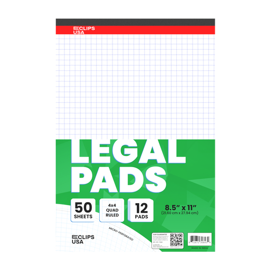 Legal Pad - 8.5 X 11 Inches, Graph-ruled, 50 White Micro-perforated Sheets