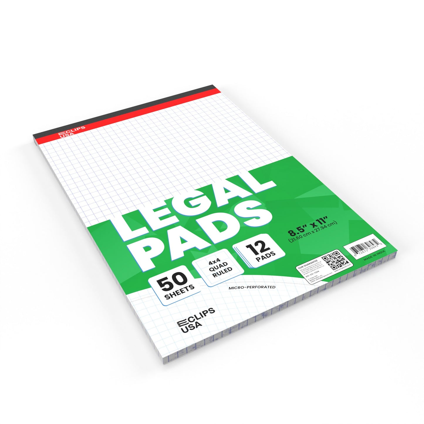 Legal Pad - 8.5 X 11 Inches, Graph-ruled, 50 White Micro-perforated Sheets