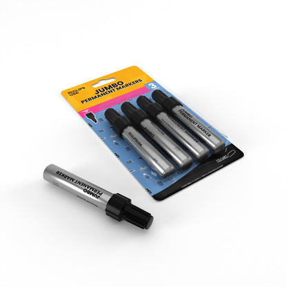 Permanent Markers: Jumbo, (Black), Chisel Tip, 3 Pack, units/36