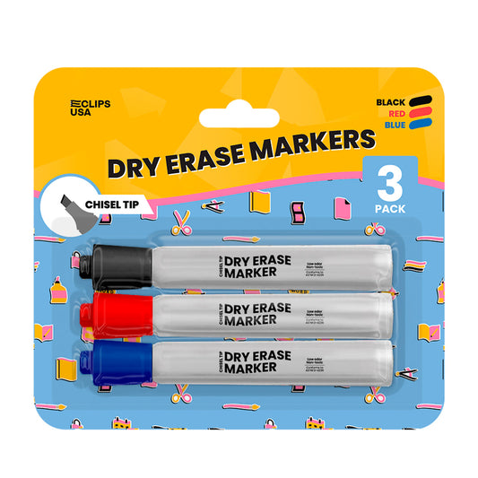 37556: Assorted Chisel Tip Dry-Erase Markers - 3 Pack