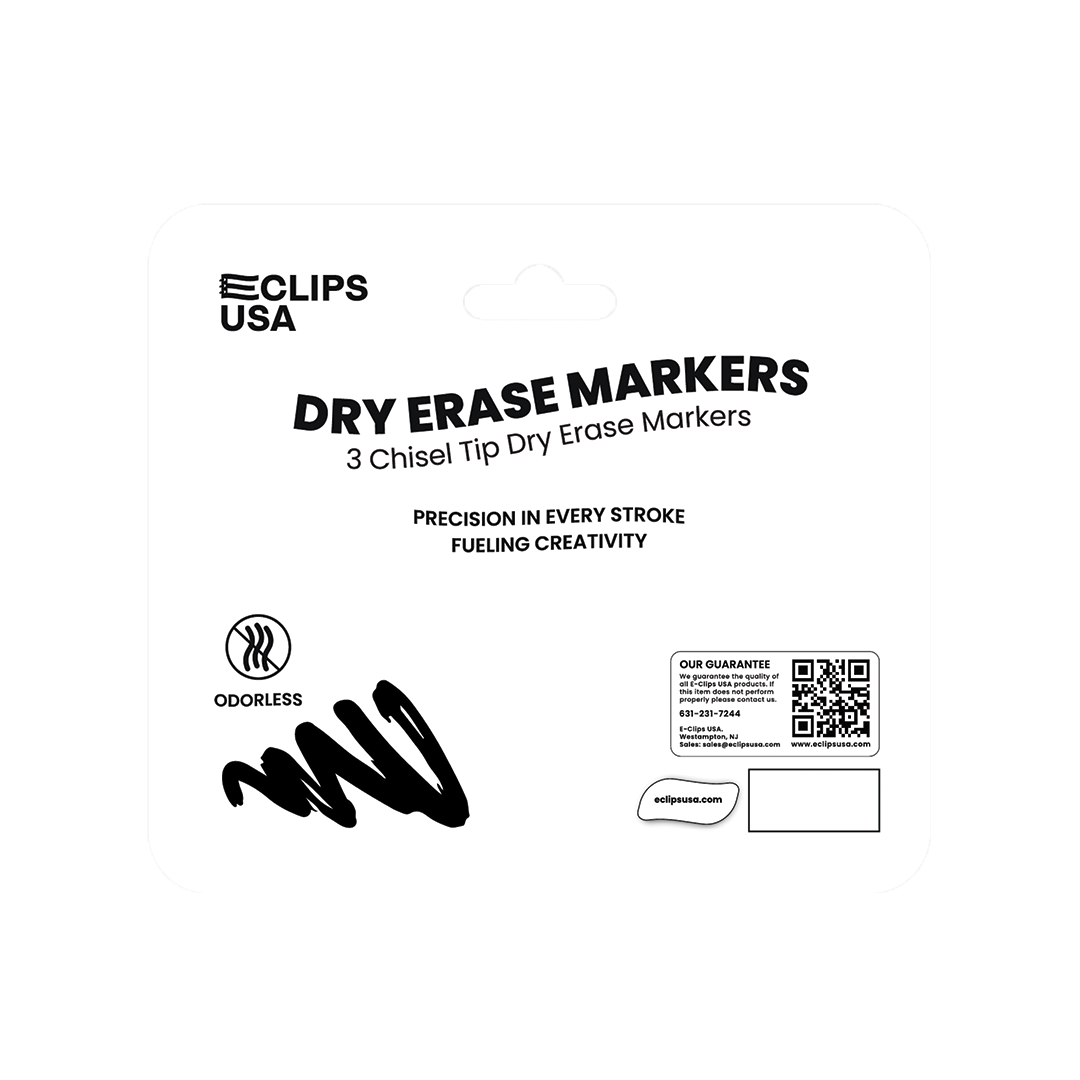 37613: Chisel Tip Black Dry-Erase Markers - 3 Pack