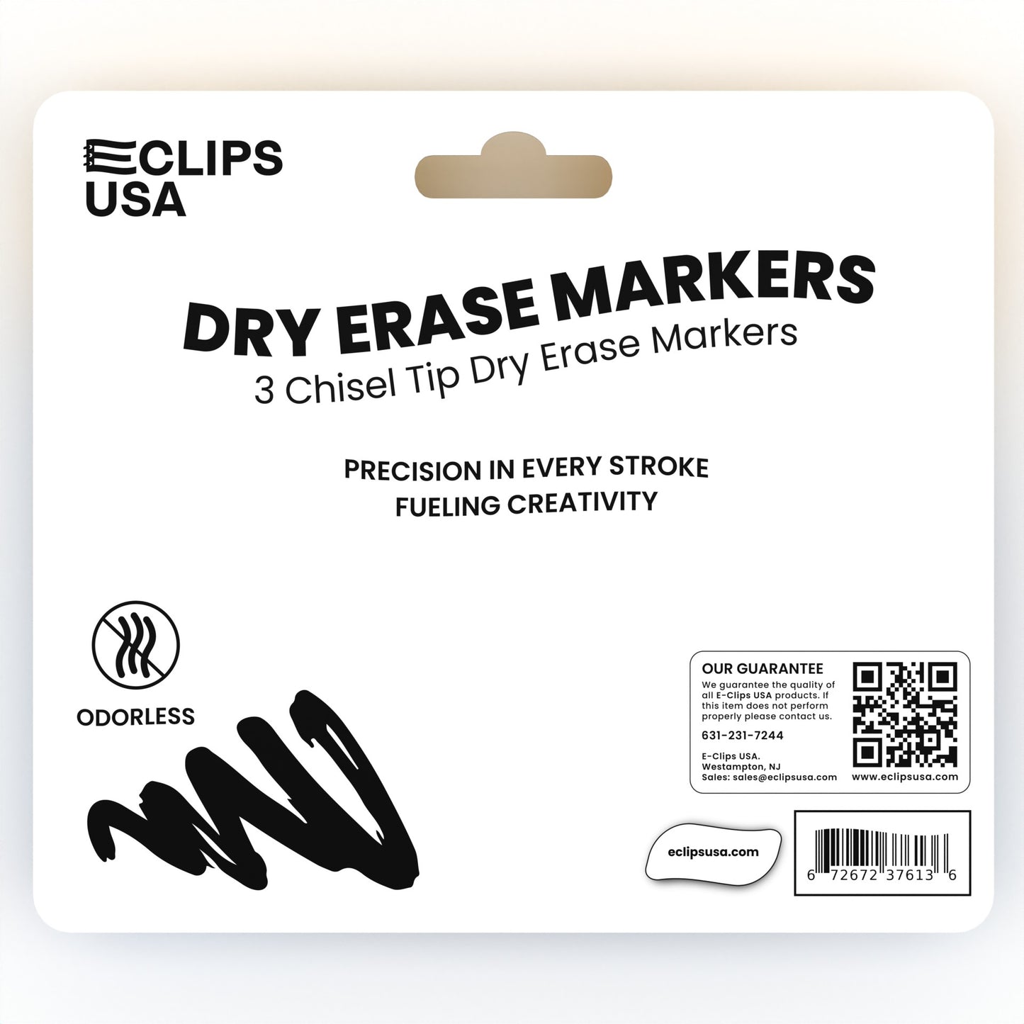 Dry Erase Markers - Low Odor, Non-toxic, Black, 3 Pack, Chisel-tip