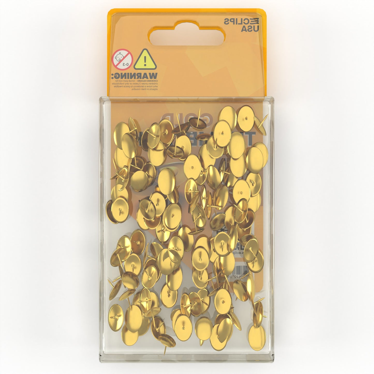 Thumb Tacks - Brass-plated Round Head, 100-count, 1/4 Inch Diameter