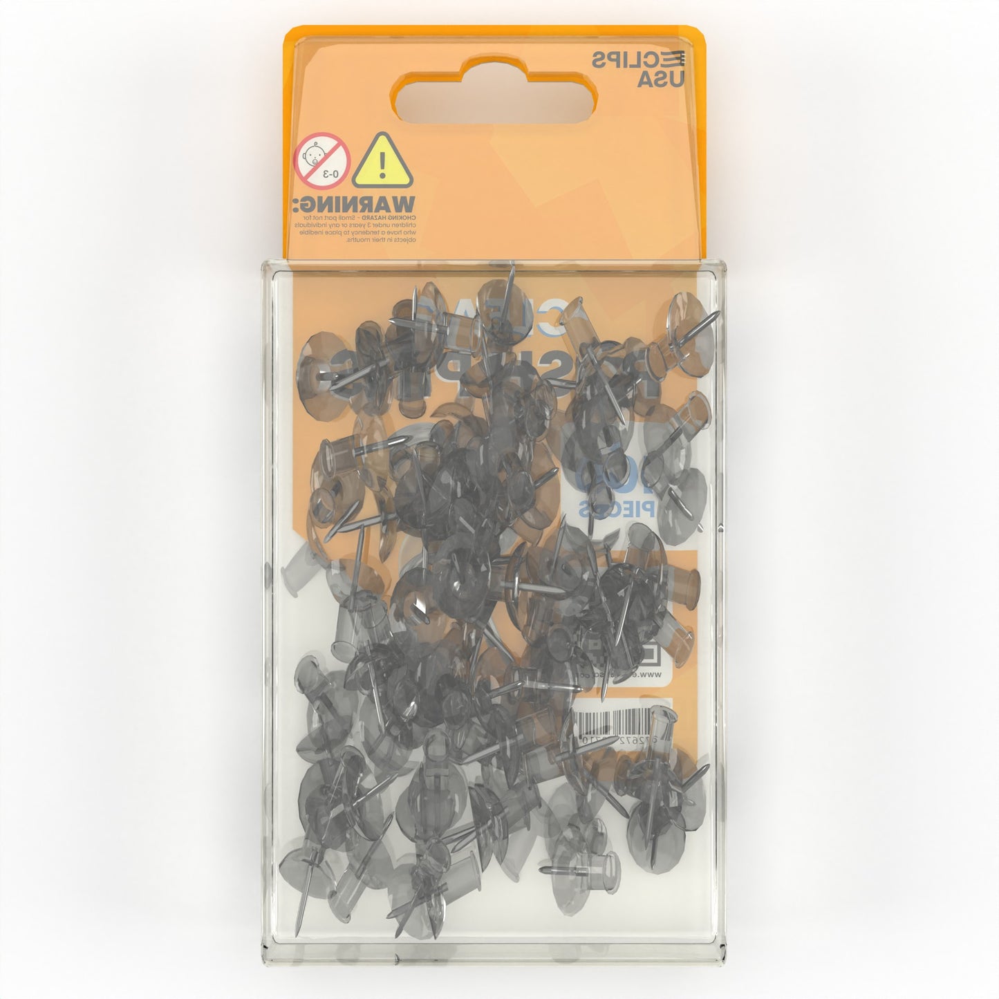 Clear Push Pins - Plastic Head, 100-count