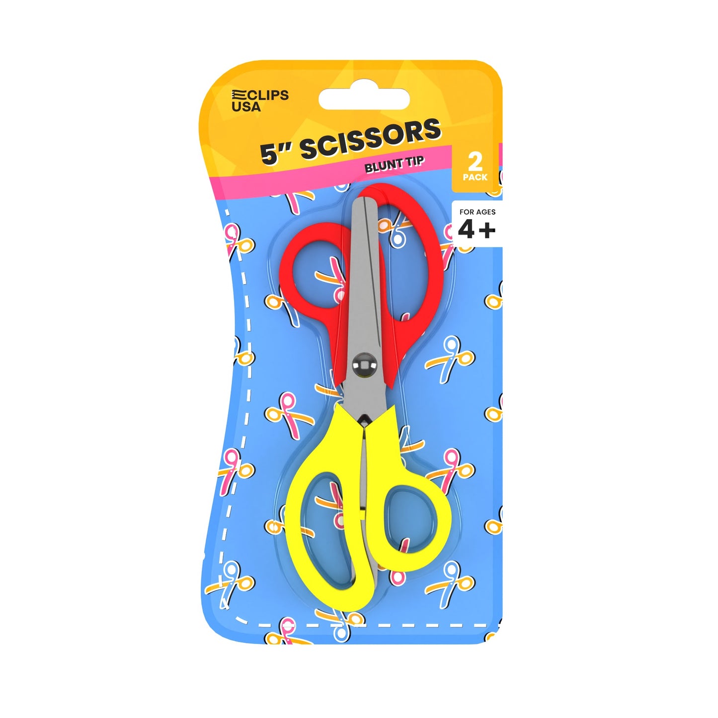 Kids Scissors - Safe For School, 5 Inches, Assorted Colors, 2 Pack, Blunt Tip