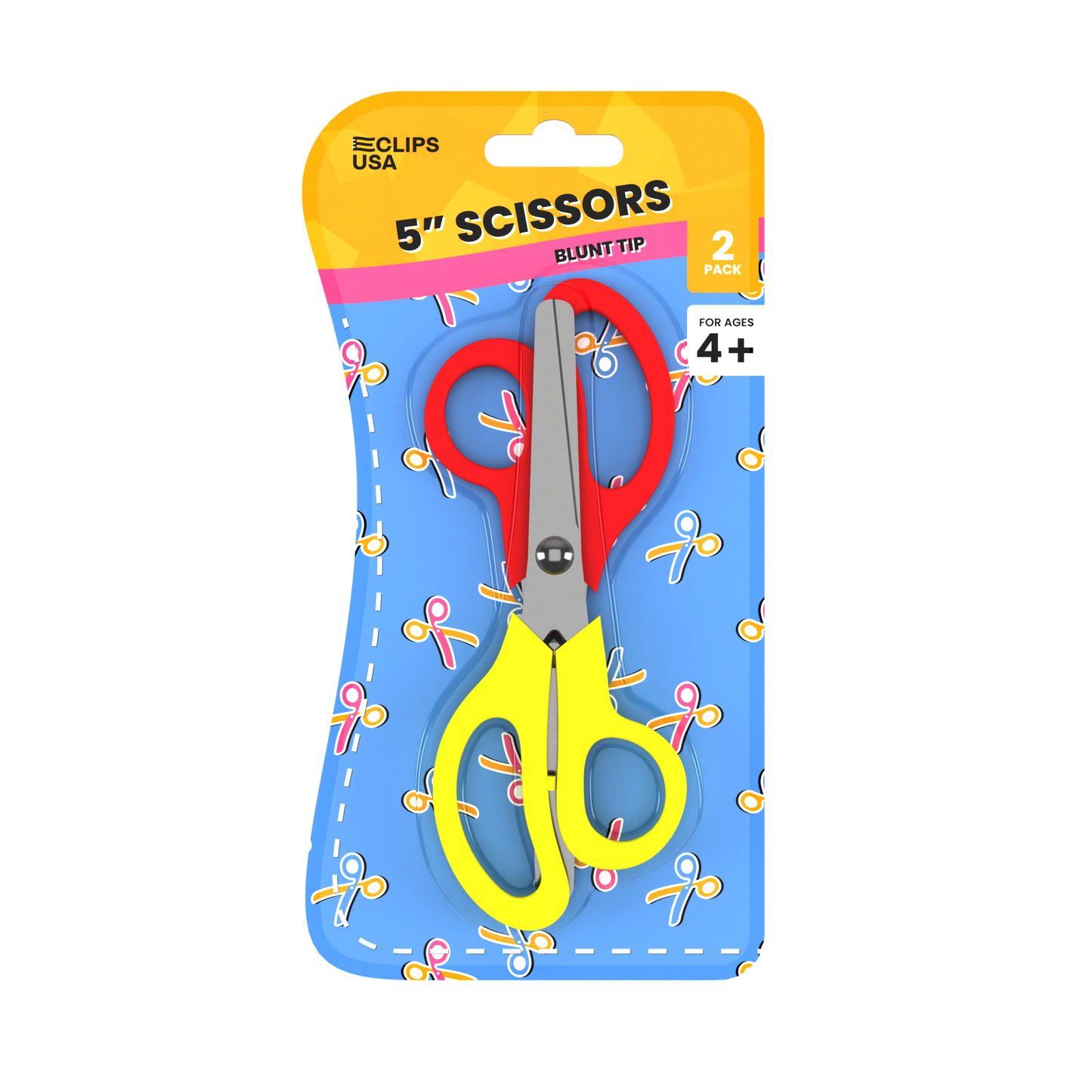 Kids Scissors - Safe For School, 5 Inches, Assorted Colors, 2 Pack, Blunt Tip