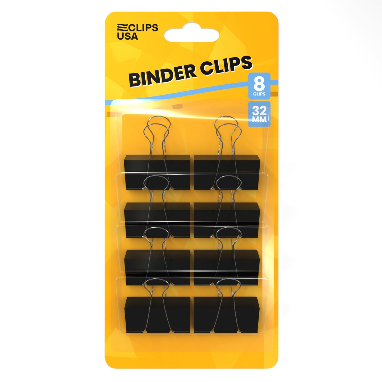 Large Binder Clips - Black Plastic Cap, 1.25-inch, Steel Wire, 8 Pack