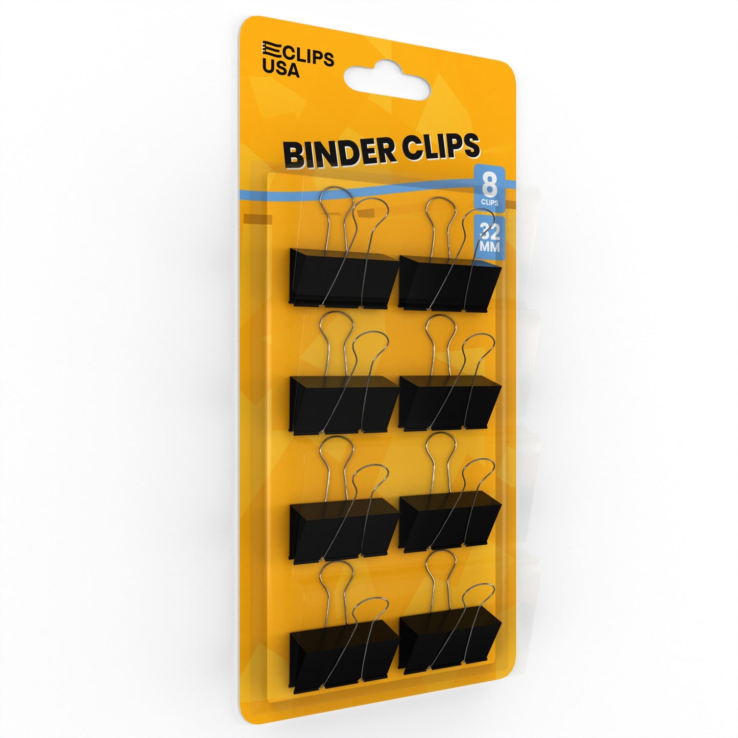 Large Binder Clips - Black Plastic Cap, 1.25-inch, Steel Wire, 8 Pack