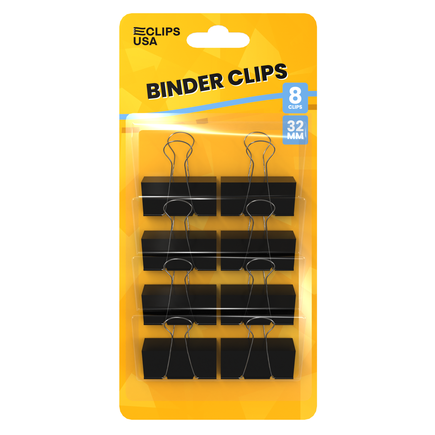 Large Binder Clips - Black Plastic Cap, 1.25-inch, Steel Wire, 8 Pack