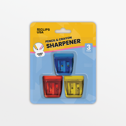 45746: 3-Pack Pencil and Crayon Sharpeners with Receptacles, Assorted Colors