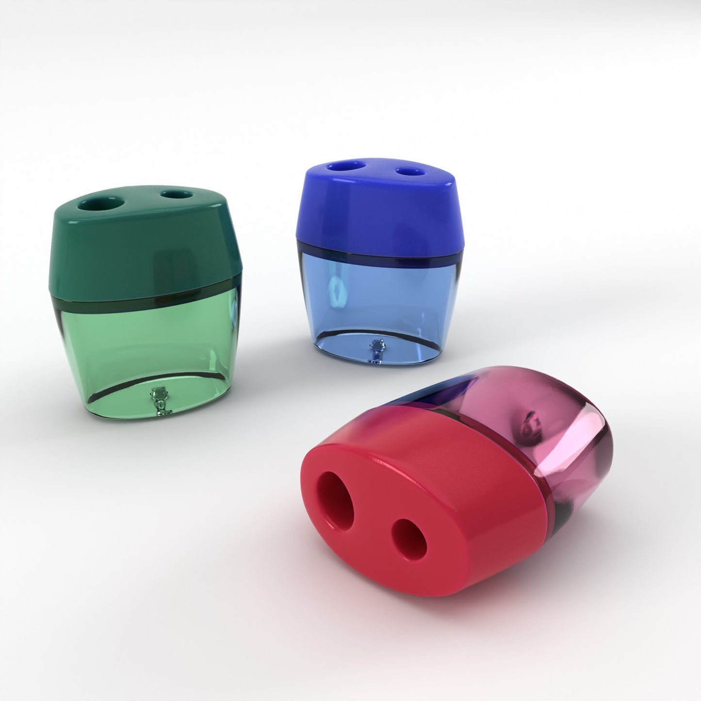 Manual Pencil Sharpeners - Double Hole For Pencil And Crayon, Large Receptacle Included, Assorted Colors