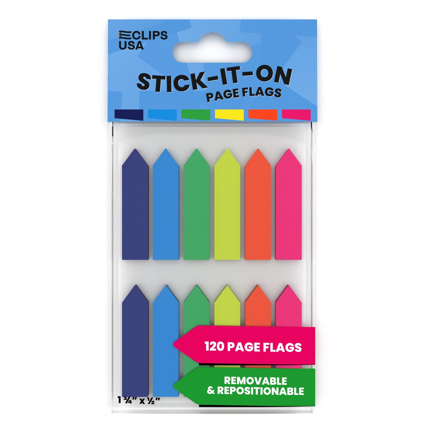 Page Arrows Marker - Stick And Remove, 0.5 X 1.75 Inches, 10 Assorted Neon Colors, 250-count