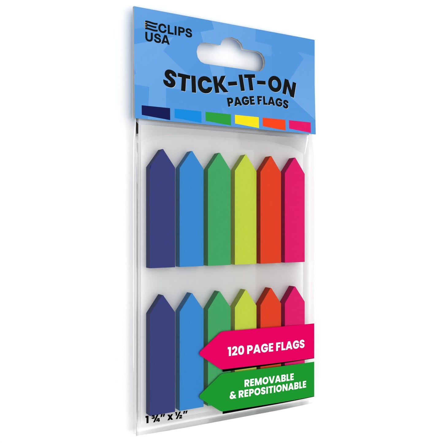 Page Arrows Marker - Stick And Remove, 0.5 X 1.75 Inches, 10 Assorted Neon Colors, 250-count