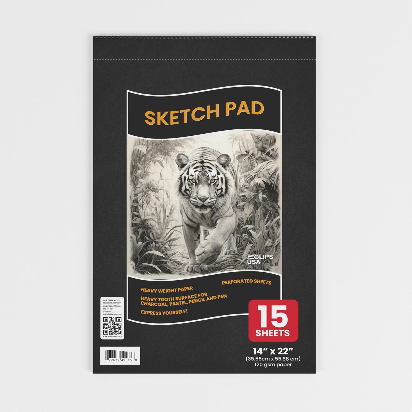 Top-Spiral Sketch Pad - 14 X 22 Inches, 160 Gsm Heavy-tooth Paper, 15 Sheets