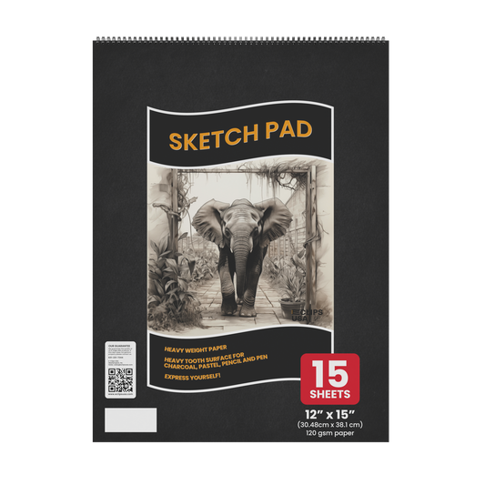 Sketch Pad: 11.75 x 16.5, Top Spiral, 120 GSM Heavy-Tooth Paper, 15 Sheets, Case of 36 Pads